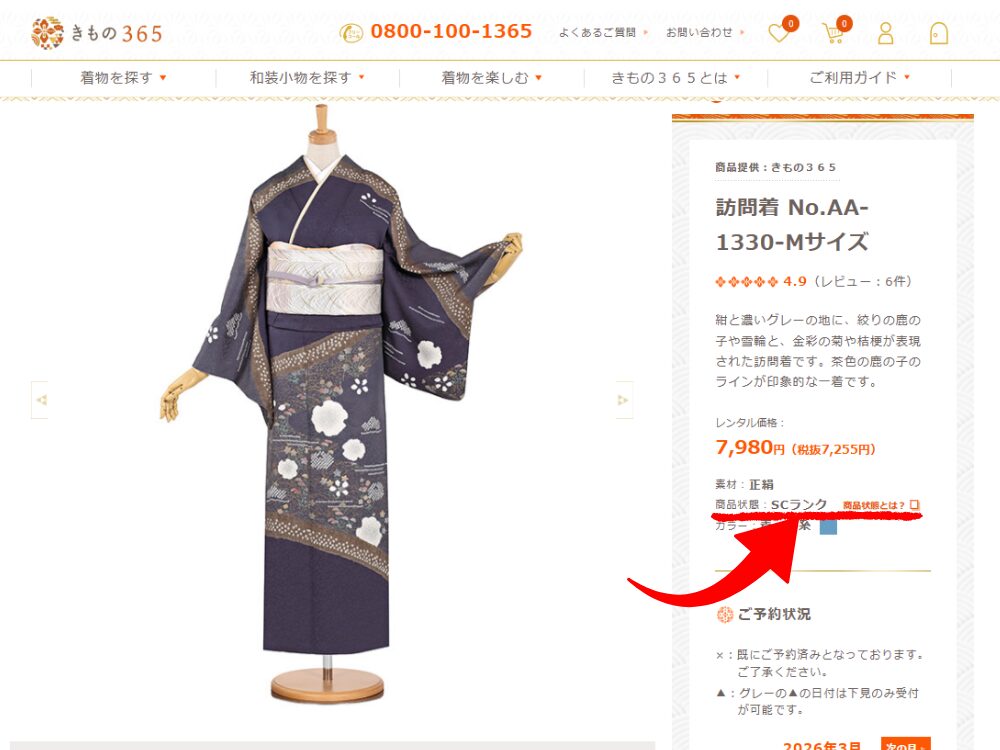 商品状態の表示個所