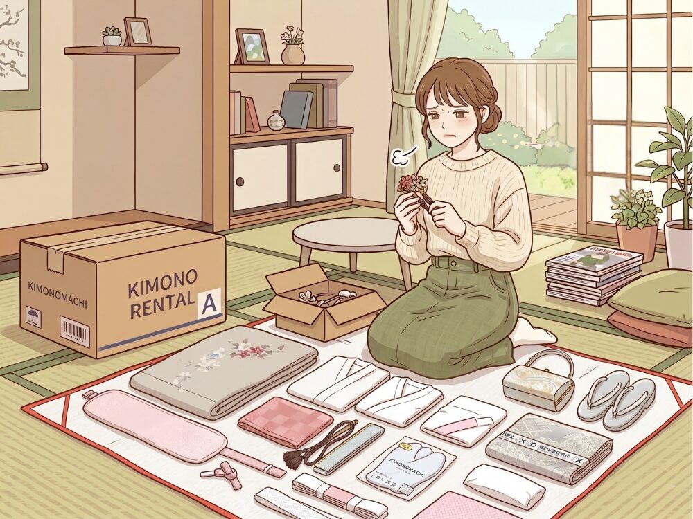 髪飾りにがっかりする女性