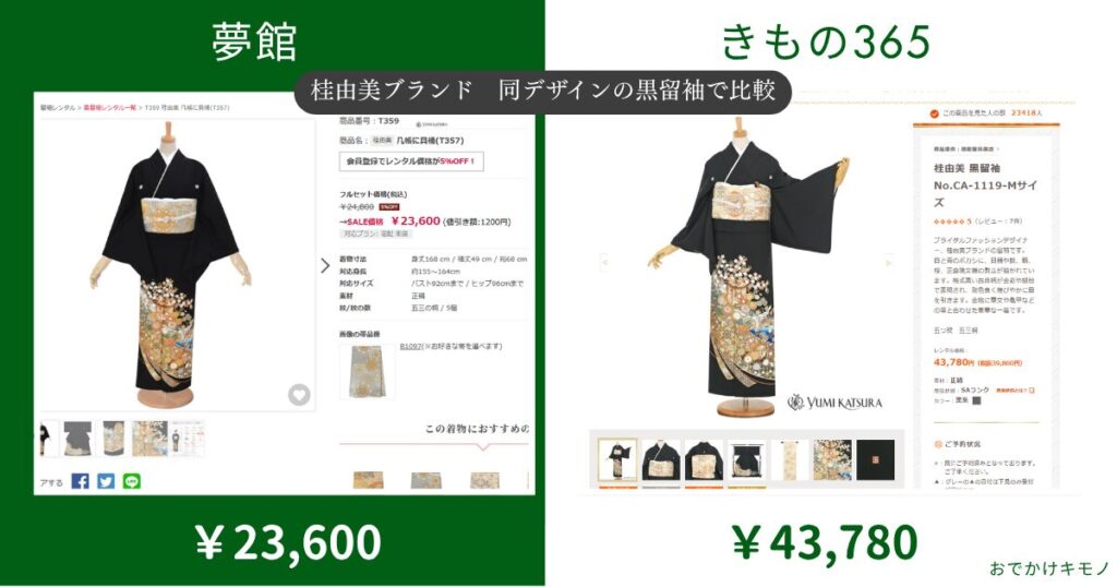 桂由美ブランドの価格の比較